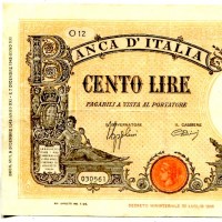 Regno, Vittorio Emanuele III: 100 lire 09/12/1942 "Grande B" (GiganteBI#21A), piccola macchiolina al R/
