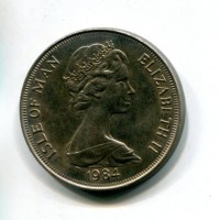 Isola di Man, Elisabetta II (1952-2022): 1 corona 1984 "500° College of Arms" (KM#123)
