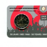 Belgio 2018: 2 euro "50 Years May 1968", versione fiamminga. In coincard ufficiale.