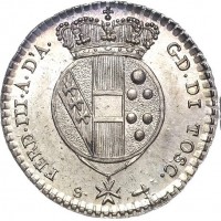 Firenze, Ferdinando III (1791-1824): 1/2 lira da10 soldi 1821 (Gigante#49), conservazione eccezionale con delicata patina