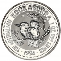 Australia, Elisabetta II (1952-2022): 1 dollaro 1994 "Kookaburra"