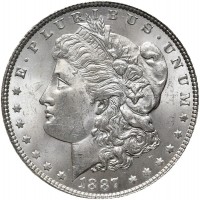 USa: 1 dollaro 1887 "Morgan", in slab NGC MS64, conservazione superlativa
