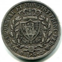 Carlo Felice (1821-1831): 5 lire 1827-Ge (Gigante#45)
