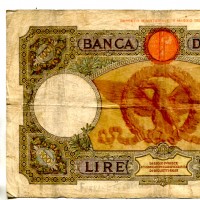 Regno, Vittorio Emanuele III: 100 lire 21/10/1938 (Gigante,BI#19/17), scritta, macchie, forellini.
