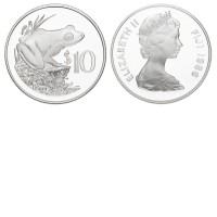 Fiji, Elisabetta II (1952-2022): 10 dollari 1986 "WWF Collection -frog-" (KM#55)
