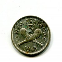 Nuova Zelanda, Giorgio VI (1936-1952): 3 pence 1945 (KM#7)

