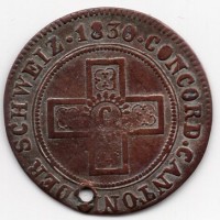 Svizzera, Friburgo: 5 rappen 1830, forato
