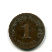 Germania, Guglielmo II (1888-1918): 1 pfennig 1887-F (KM#-)