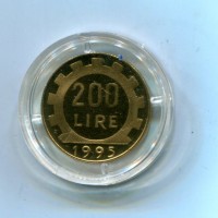 Repubblica Italiana (dal 1946): 200 lire 1995 "Lavoro", da confezione zecca
