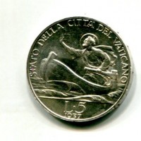 Vaticano, Pio XI (1929-1938): 5 lire 1937-XVI (Gigante#28)