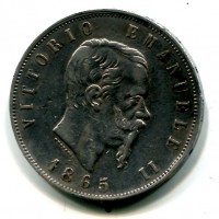 Vittorio Emanuele II (1861-1878): 5 lire 1865-Na (Gigante#36)

