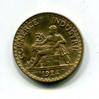 Francia, Terza Repubblica (1871-1940): 2 franchi 1924 "Camera di Commercio" (Gadoury#533)