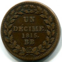 Francia, Napoleone I (cento giorni 1815): 10 cent. 1815-BB (Gadoury#195a)