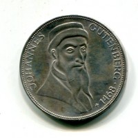 Germania, Rep. Federale (dal 1949): 5 marchi 1968-G "Gutemberg" (KM#122)
