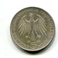 Germania, Rep. Federale (dal 1949): 5 marchi 1968-G "Gutemberg" (KM#122)
