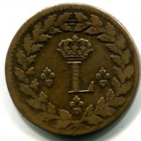 Francia, Luigi XVIII (1815-1824): 10 cent. 1814-BB (Gadoury#196a)

