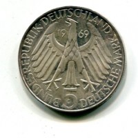 Germania, Rep. Federale (dal 1949): 5 marchi 1969-G "Theodor Fontane" (KM#125.1)
