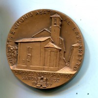 Saronno 1987: medaglia Circolo Numismatico Saronnese "Chiesetta S. Antonio Abate al Lazzaretto", diametro 50mm