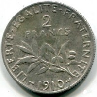 Francia, Terza Repubblica (1871-1940): 2 franchi 1910 (Gadoury#532)
