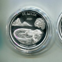 Saint Lucia: 2 dollari 2020 "Whiptail Lizard" -oncia-
