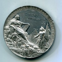 Umberto I: medaglia "50° Proclamazione Statuto", diametro 5,2mm, gr.67,9, colpetti