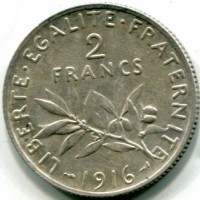 Francia, Terza Repubblica (1871-1940): 2 franchi 1916 (Gadoury#532)
