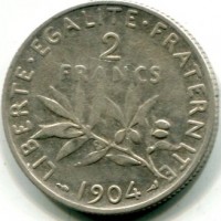 Francia, Terza Repubblica (1871-1940): 2 franchi 1904 (Gadoury#532)

