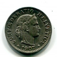 Svizzera, Confederazione: 20 centesimi 1907
