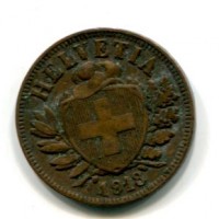 Svizzera, Confederazione: 2 rappen 1918, macchie