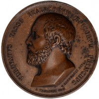 Napoli: medaglia 1830 per commemorare Torquato Tasso, opus Catenacci/Arnaud (D'Auria#165), diametro 41 mm, grammi 44,39