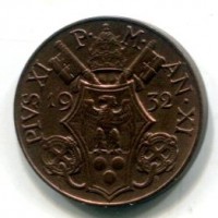 Vaticano, Pio XI (1929-1938): 5 centesimi 1932-XI (Gigante#78), rame rosso
