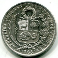 Perù, Repubblica (dal 1822): 1 sol 1868 (KM#196.1)
