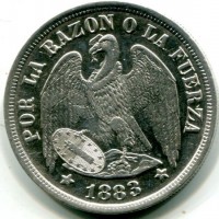 Cile: 1 peso 1883 (KM#142.1)
