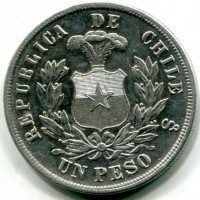 Cile: 1 peso 1883 (KM#142.1)
