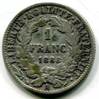Francia, Terza Repubblica (1871-1940): 1 franco 1888-A (Gadoury#465a)
