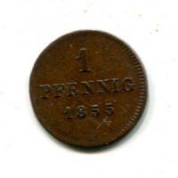 Germania, Bayern, Maximilian II (1848-1864): 1 pfennig 1855 (KM#797.2)