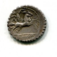 Licinia, L. Licinius e Domitios Anenobardos (118 a.C.): denario (Crawford#282/5), gr.3,90
