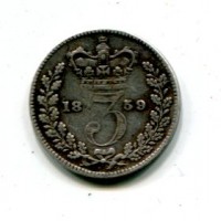 Gran Bretagna, Vittoria (1837-1901): 3 pence 1859 (Spink#3914)