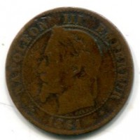 Francia, Napoleone III (1852-1870): 2 centesimi 1861-A (Gadoury#104)
