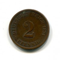 Germania, Guglielmo I (1871-1888): 2 pfennig 1874-C (KM#2)
