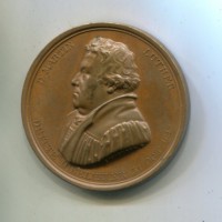 Calvino/Lutero: medaglia 1817 "200° Anniversario", opus Jachtmann, diametro 44mm