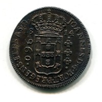 Brasile, Joao IV (1795-1816): 960 reis 1814 riconiata su 8  reales (KM#3070i), bellissima patina, conservazione eccezionale