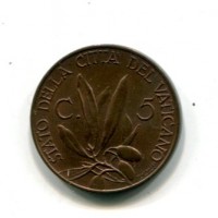 Vaticano, Pio XI (1929-1938): 5 centesimi 1936-XV (Gigante#82)
