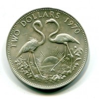 Bahamas, Elisabetta II (1952-2022): 2 dollari 1970 "Fenicotteri" (KM#9)
