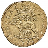 Piacenza, Alessandro Farnese (1586-1591): quadrupla 1590 (MIR#1137/4). Grammi 13.10