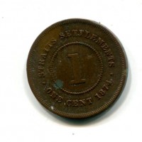 Straits Settlements, Vittoria (1837-1901): 1 cent. 1874 (KM#9)