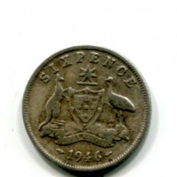 Australia, Giorgio VI (1936-1952): 6 pence 1946 (KM#38a)
