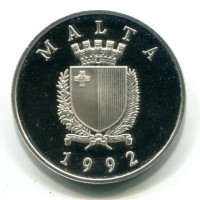 Malta: 5 liri 1992 "50° Anniversario Croce Di San Giorgio" (KM#100)
