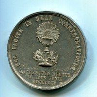 Milano 1854: medaglia religiosa per il sacerdozio di A. Capriolo, diametro 52mm