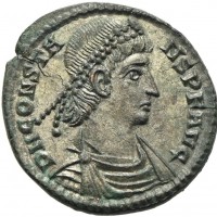 Costante (337-350 d.C.): maiorina "FEL TEMP REPARATIO", zecca di Aquileia (RIC,VIII#99), grammi 5,51, grande qualità con parziale argentatura!